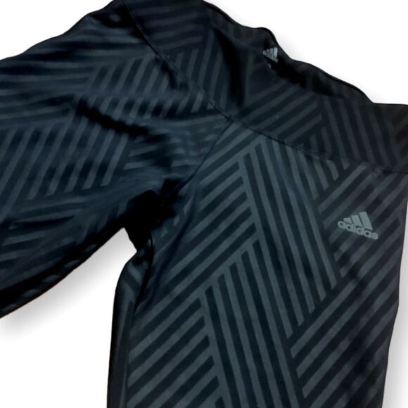 Adidas Black on Black Geometric Print Leggings Running Yoga Active US XS - Picture 5 of 8